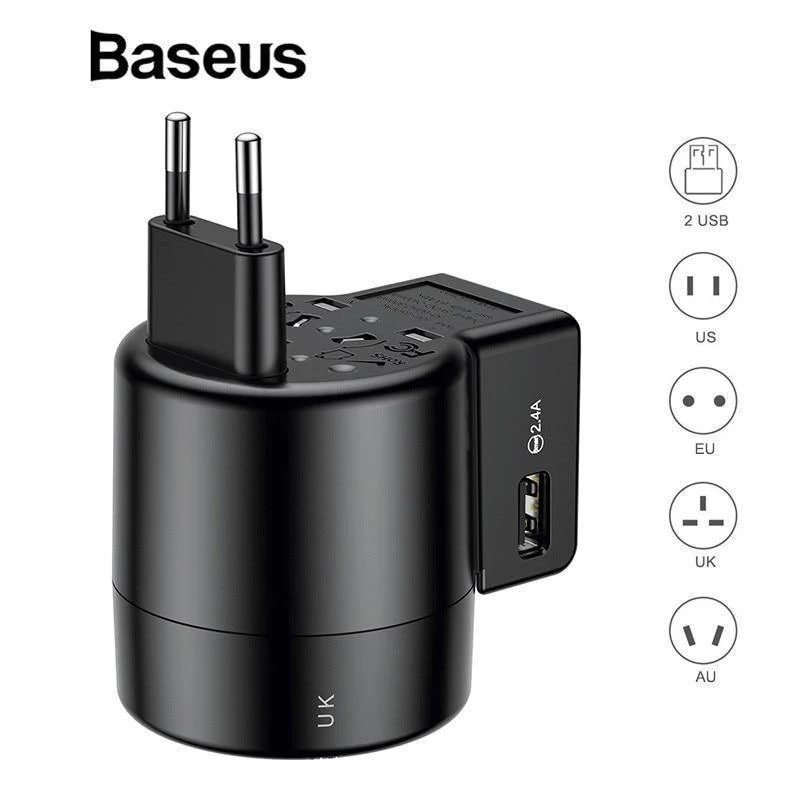 Baseus Universal-USB-Reiseladegerät für Samsung Galaxy S8 S9 Plus Whirl USB-AC-betriebener tragbarer Reise-Telefonladegerät-Adapter