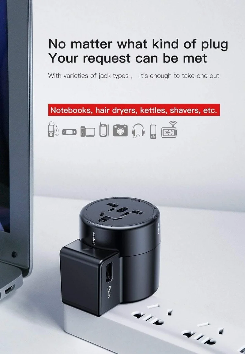 Baseus Universal-USB-Reiseladegerät für Samsung Galaxy S8 S9 Plus Whirl USB-AC-betriebener tragbarer Reise-Telefonladegerät-Adapter