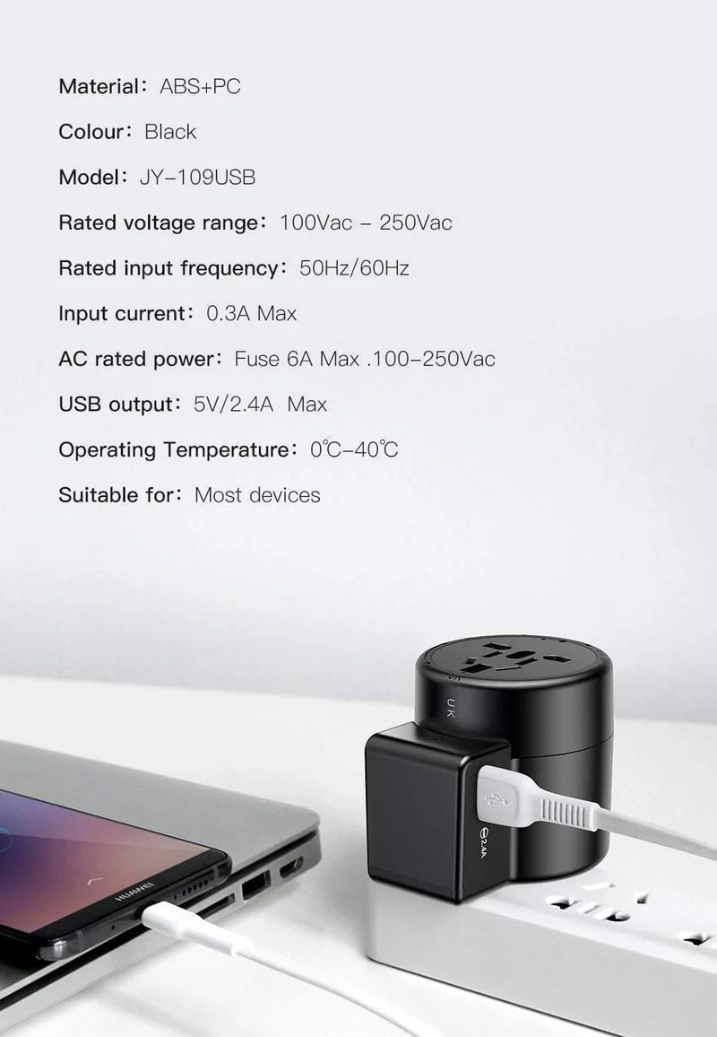 Baseus Universal-USB-Reiseladegerät für Samsung Galaxy S8 S9 Plus Whirl USB-AC-betriebener tragbarer Reise-Telefonladegerät-Adapter