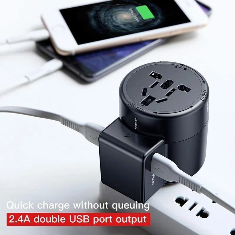 Baseus Universal-USB-Reiseladegerät für Samsung Galaxy S8 S9 Plus Whirl USB-AC-betriebener tragbarer Reise-Telefonladegerät-Adapter