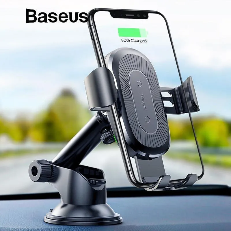 Baseus 2 in1 Qi Kabelloses Autoladegerät für iPhone X XS XR Samsung S9 Schnelles kabelloses Ladegerät Autohalterung Handyhalter
