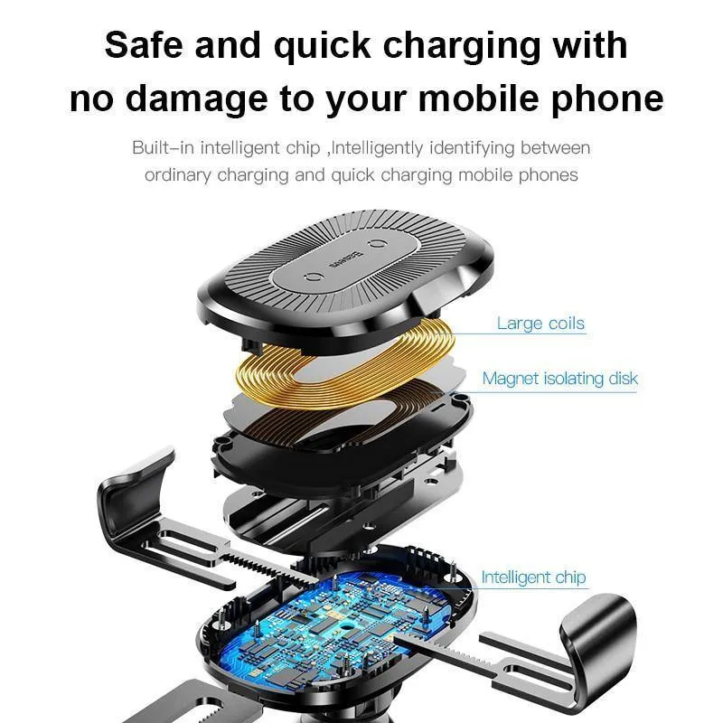 Baseus 2 in1 Qi Kabelloses Autoladegerät für iPhone X XS XR Samsung S9 Schnelles kabelloses Ladegerät Autohalterung Handyhalter
