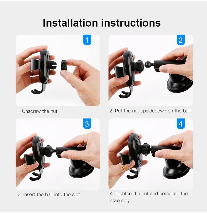 Baseus 2 in1 Qi Kabelloses Autoladegerät für iPhone X XS XR Samsung S9 Schnelles kabelloses Ladegerät Autohalterung Handyhalter