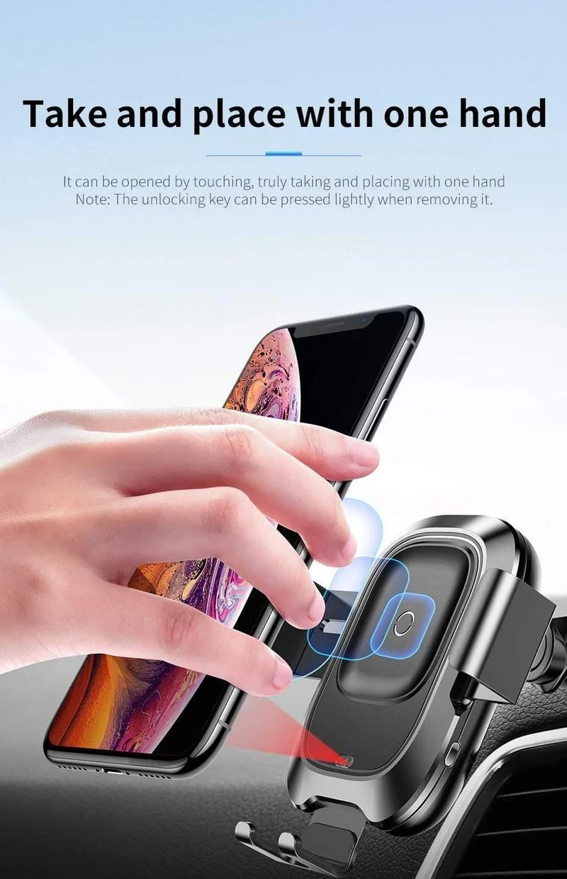 Baseus Qi Car Wireless Charger für iPhone Handy-Ladegerät Infrarot-Induktion Schnelle kabellose Aufladung Autotelefonhalter Ständer