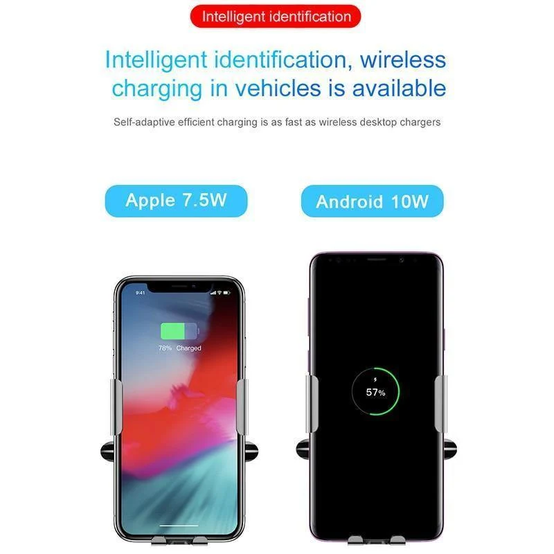Baseus Qi Car Wireless Charger für iPhone Handy-Ladegerät Infrarot-Induktion Schnelle kabellose Aufladung Autotelefonhalter Ständer