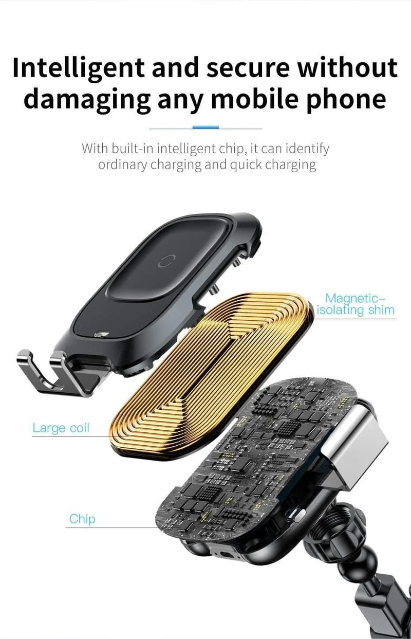 Baseus Qi Car Wireless Charger für iPhone Handy-Ladegerät Infrarot-Induktion Schnelle kabellose Aufladung Autotelefonhalter Ständer