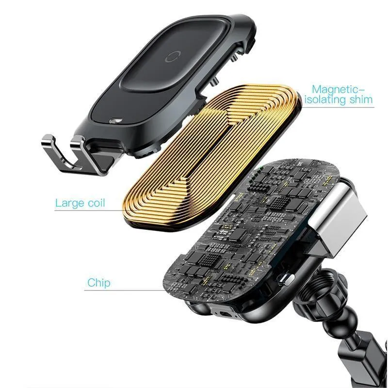 Baseus Qi Car Wireless Charger für iPhone Handy-Ladegerät Infrarot-Induktion Schnelle kabellose Aufladung Autotelefonhalter Ständer