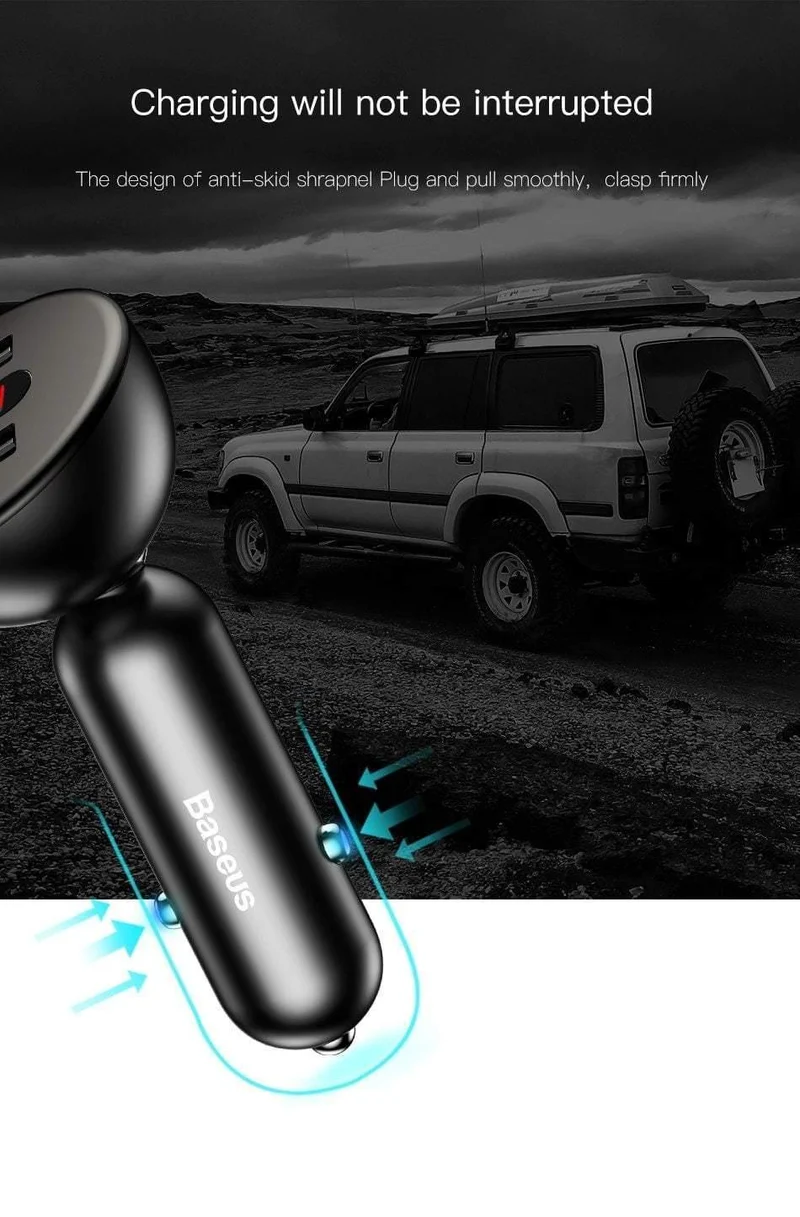 Baseus Autoladegerät Digitales LED-Display Handyladegerät Dual USB Autotelefonladegerät für iPhone Samsung Tablet Reiseadapter