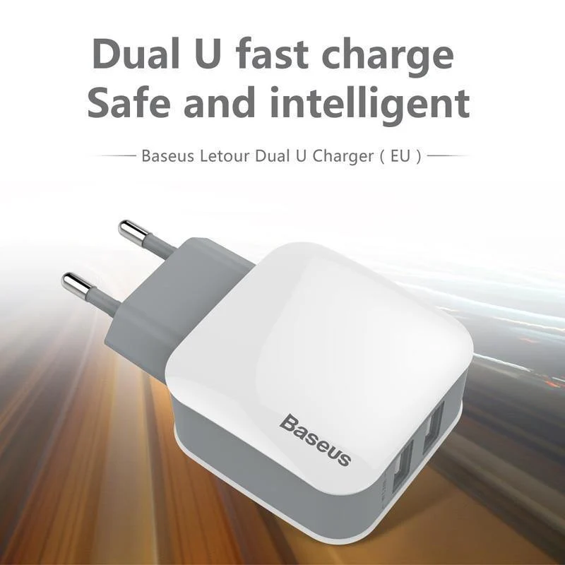 Baseus Dual USB-Ladegerät für iPhone Xs Max X Schnelllade-Wandladegerät für Samsung S9 Xiaomi Mix 3 Handy-Ladeadapter