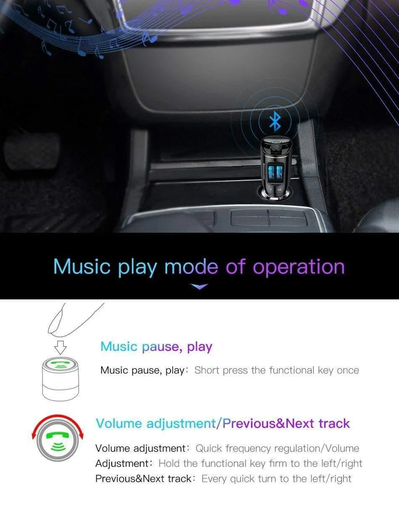 Baseus 3.4A Dual USB Autoladegerät für iPhone Bluetooth FM Transmitter Car Kit MP3 Player FM Modulator Schnelles Handyladegerät