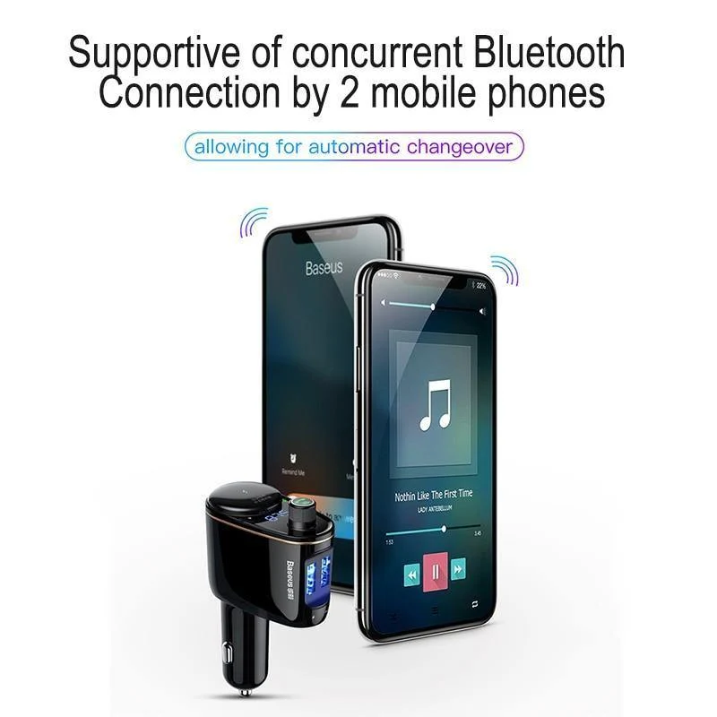 Baseus 3.4A Dual USB Autoladegerät für iPhone Bluetooth FM Transmitter Car Kit MP3 Player FM Modulator Schnelles Handyladegerät