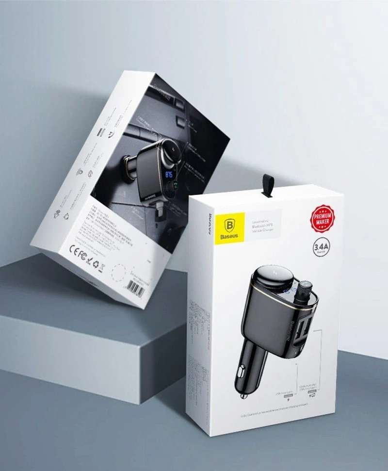 Baseus 3.4A Dual USB Autoladegerät für iPhone Bluetooth FM Transmitter Car Kit MP3 Player FM Modulator Schnelles Handyladegerät