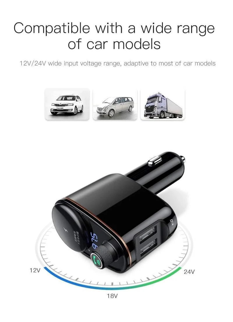 Baseus 3.4A Dual USB Autoladegerät für iPhone Bluetooth FM Transmitter Car Kit MP3 Player FM Modulator Schnelles Handyladegerät