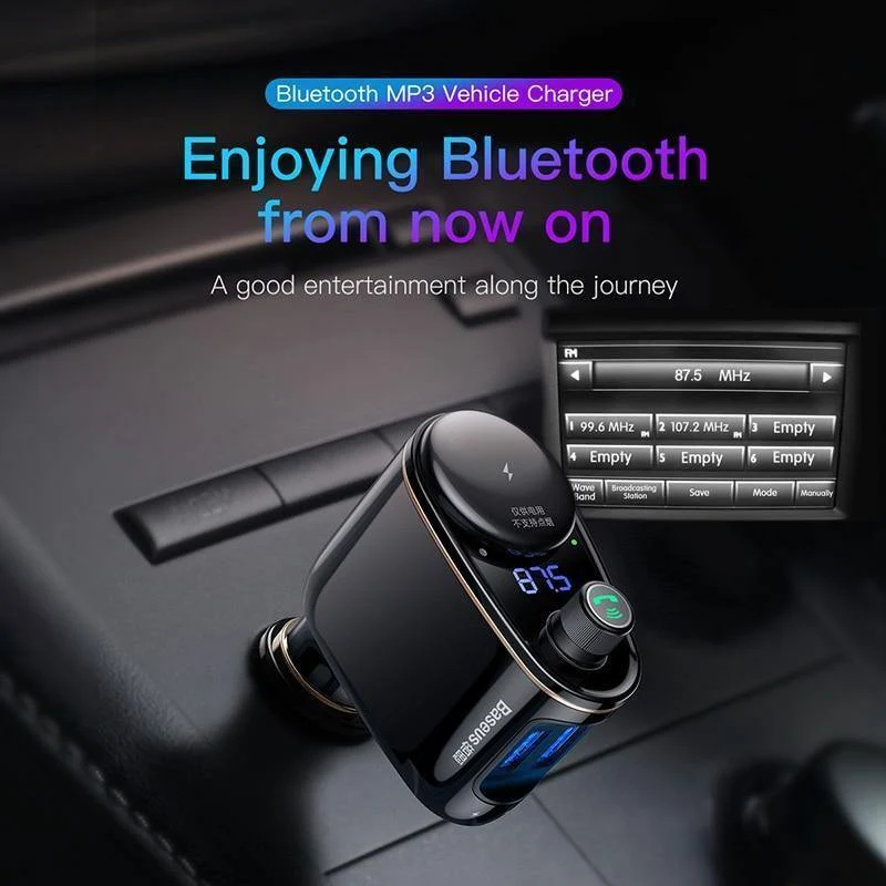 Baseus 3.4A Dual USB Autoladegerät für iPhone Bluetooth FM Transmitter Car Kit MP3 Player FM Modulator Schnelles Handyladegerät