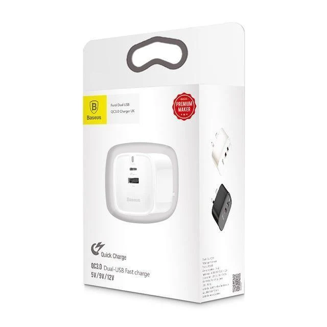 Baseus USB PD-Ladegerät für iPhone 30W Schnellladung UK-Stecker Typ-c-Adapter für Mobiltelefon Reisewand 3A Typ C PD USB-Ladegerät