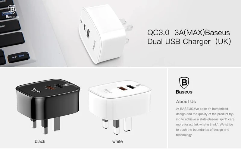 Baseus USB PD-Ladegerät für iPhone 30W Schnellladung UK-Stecker Typ-c-Adapter für Mobiltelefon Reisewand 3A Typ C PD USB-Ladegerät