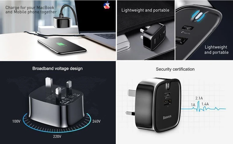Baseus USB PD-Ladegerät für iPhone 30W Schnellladung UK-Stecker Typ-c-Adapter für Mobiltelefon Reisewand 3A Typ C PD USB-Ladegerät