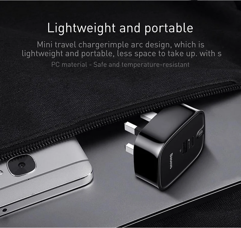 Baseus USB PD-Ladegerät für iPhone 30W Schnellladung UK-Stecker Typ-c-Adapter für Mobiltelefon Reisewand 3A Typ C PD USB-Ladegerät