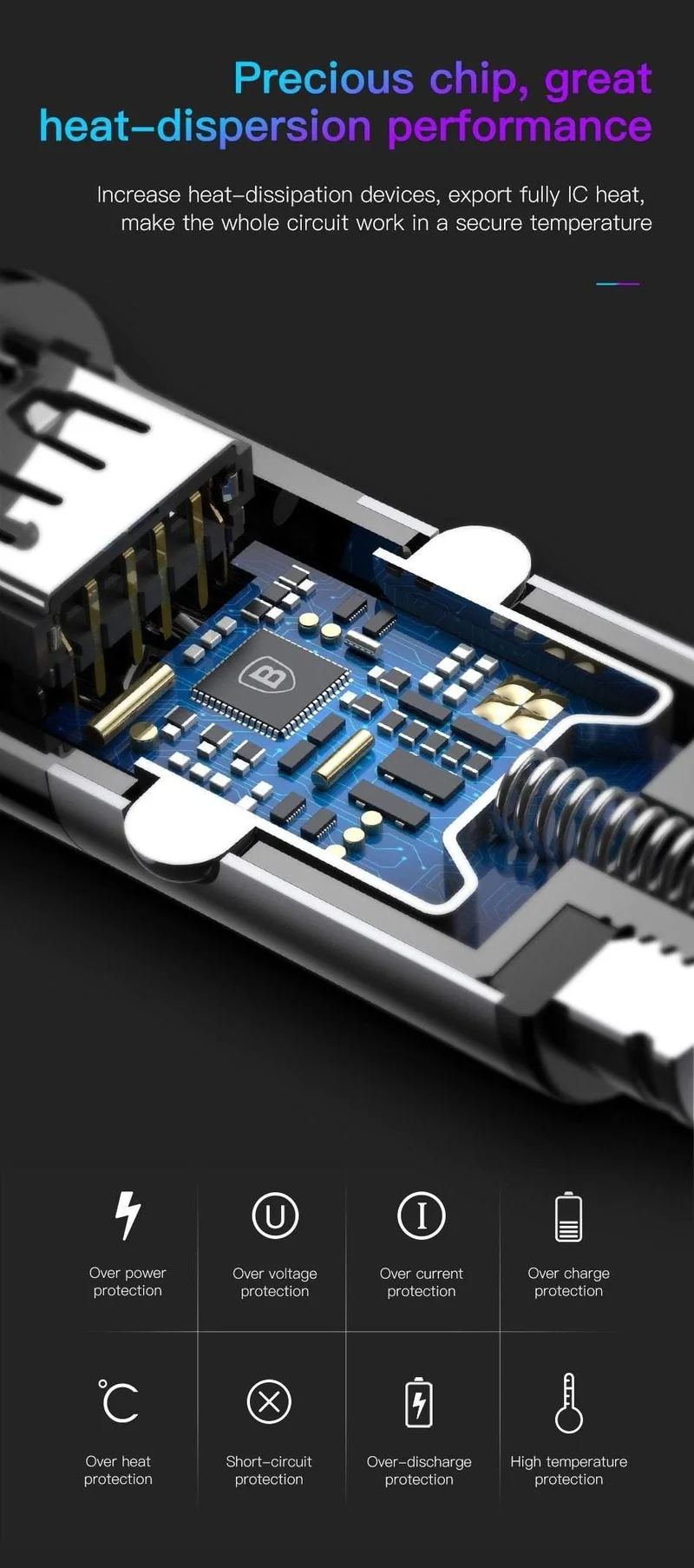 Baseus 4.8A USB-Autoladegerät für iPhone Samsung Xiaomi mi Schnelles Autoladegerät für Mobiltelefone mit Feder 2-in-1-USB-Kabel