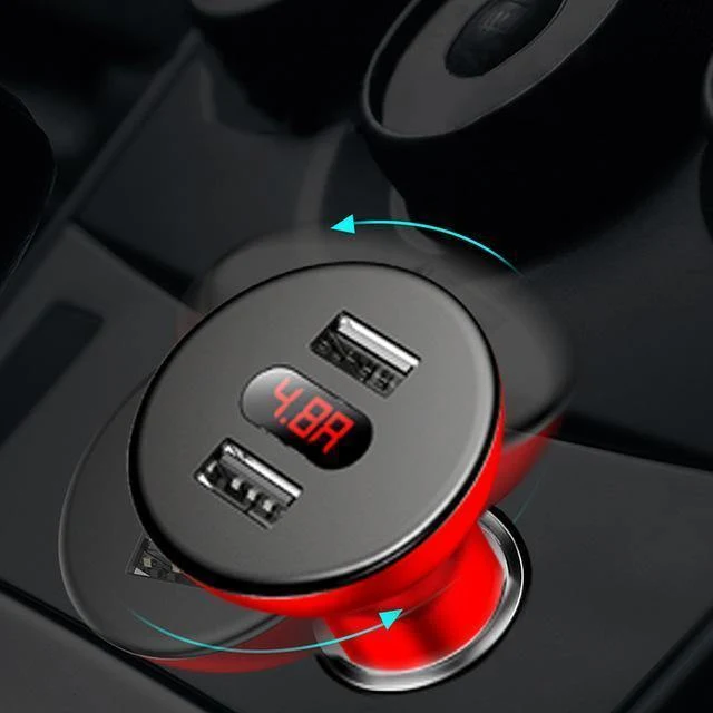 Baseus LED-Anzeige 4.8A Dual USB Autoladegerät Adapter für iPhone Samung Xiaomi Schnelles Autoladen 360 Rotation Autotelefonladegerät