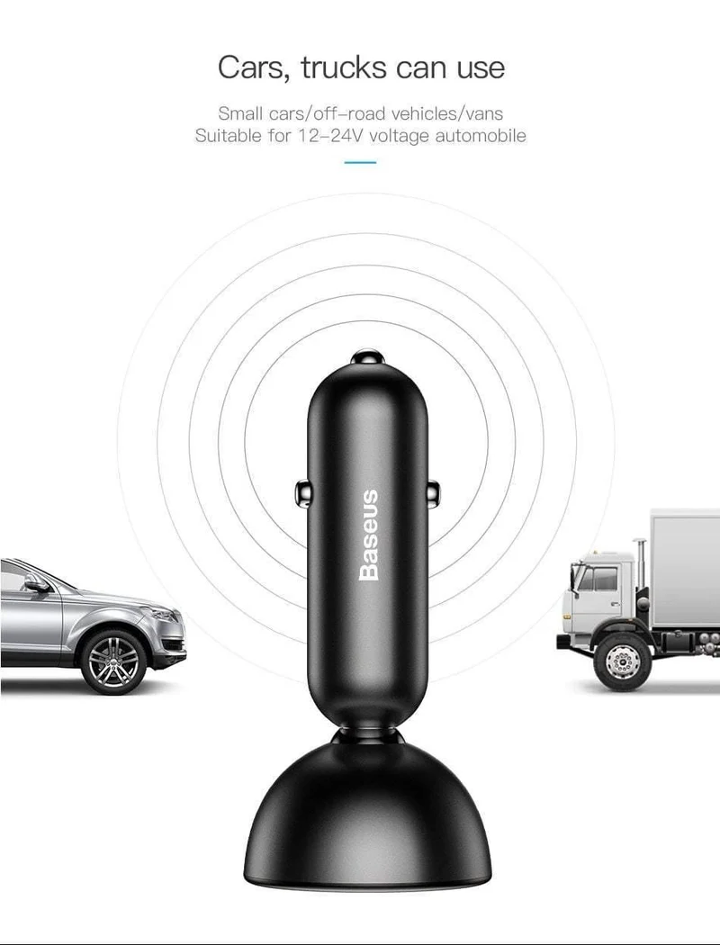 Baseus LED-Anzeige 4.8A Dual USB Autoladegerät Adapter für iPhone Samung Xiaomi Schnelles Autoladen 360 Rotation Autotelefonladegerät