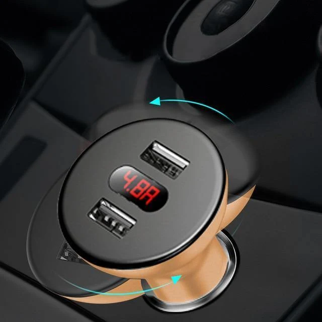 Baseus LED-Anzeige 4.8A Dual USB Autoladegerät Adapter für iPhone Samung Xiaomi Schnelles Autoladen 360 Rotation Autotelefonladegerät