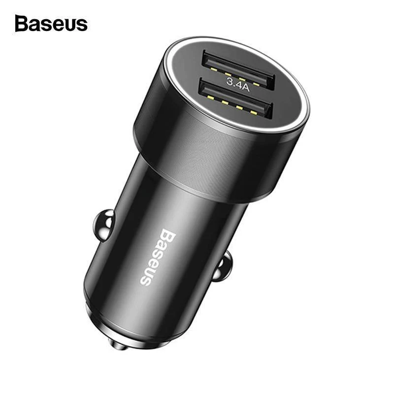 Baseus 3.4A Dual USB Autoladegerät für iPhone xs Samsung Xiaomi iPad 2 Port LED Autoladegerät für Mobiltelefone Schnelles Autoladegerät