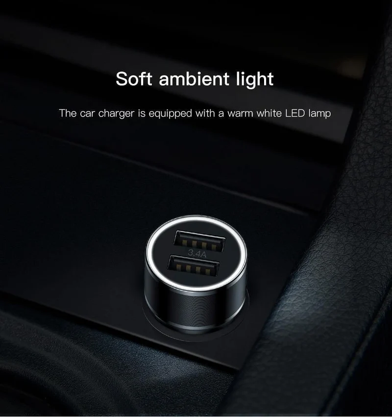 Baseus 3.4A Dual USB Autoladegerät für iPhone xs Samsung Xiaomi iPad 2 Port LED Autoladegerät für Mobiltelefone Schnelles Autoladegerät