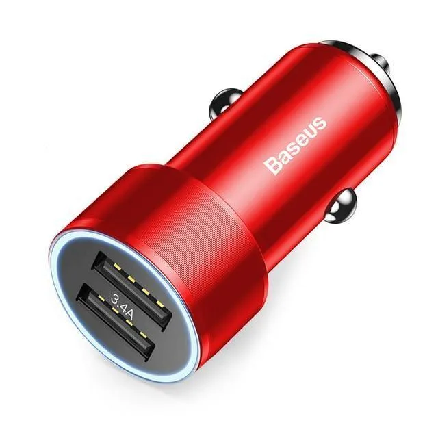 Baseus 3.4A Dual USB Autoladegerät für iPhone xs Samsung Xiaomi iPad 2 Port LED Autoladegerät für Mobiltelefone Schnelles Autoladegerät