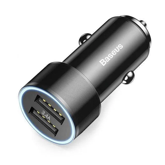 Baseus 3.4A Dual USB Autoladegerät für iPhone xs Samsung Xiaomi iPad 2 Port LED Autoladegerät für Mobiltelefone Schnelles Autoladegerät