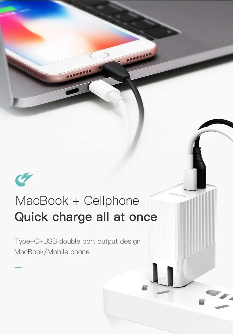 Baseus 29W Typ C PD 3.0 USB-Ladegerät für iPhone Xs Max Xr Xs X 8 USB C PD Schnelllade-Handy-Ladegerät für iPad Pro Huawei