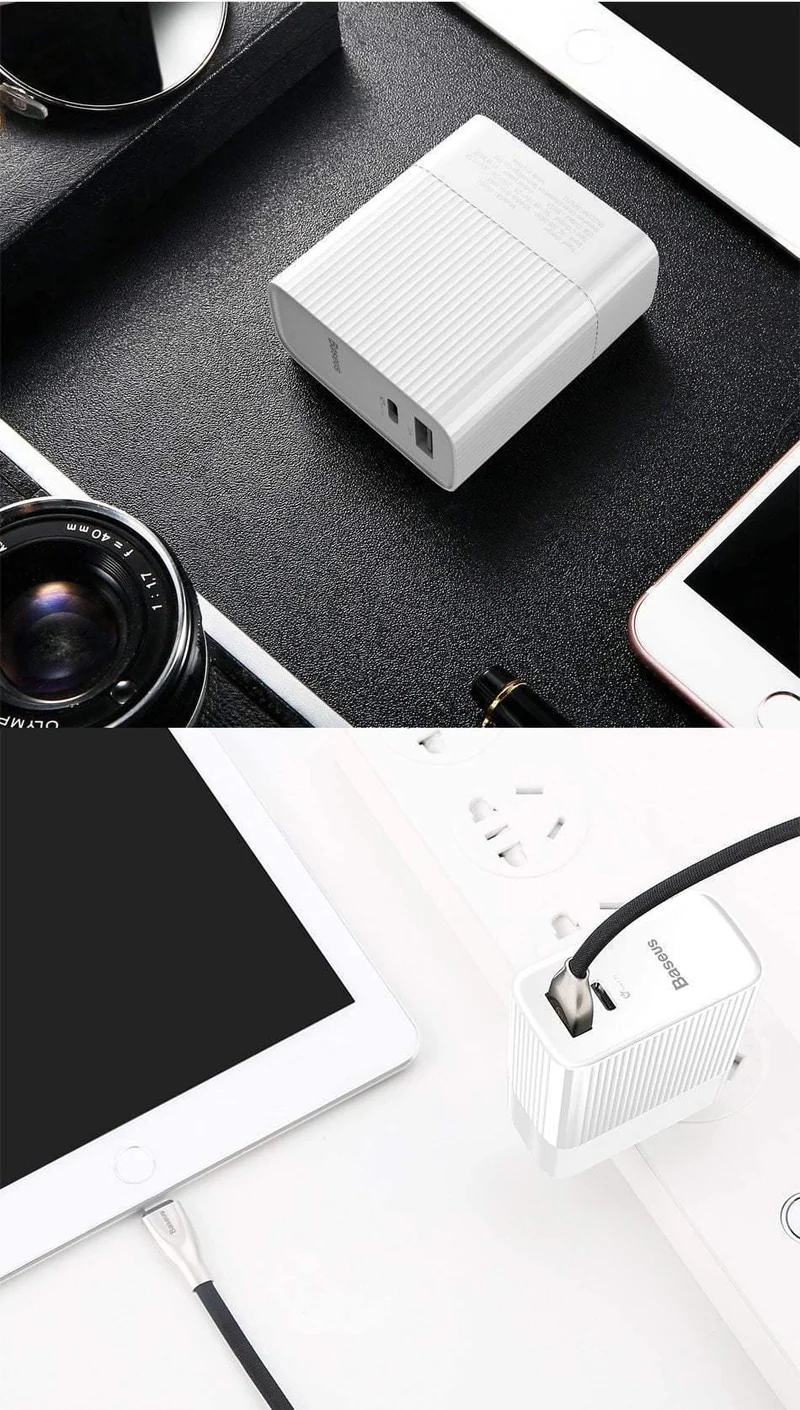 Baseus 29W Typ C PD 3.0 USB-Ladegerät für iPhone Xs Max Xr Xs X 8 USB C PD Schnelllade-Handy-Ladegerät für iPad Pro Huawei