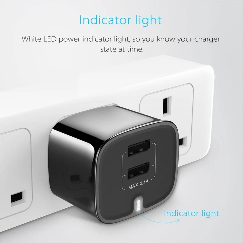 Baseus Dual Ports USB-Ladegerät UK-Stecker USB-Reise-Wandladegerät-Adapter 5V 2.4A Handy-Ladegerät für iPhone Xs Samsung Xiaomi