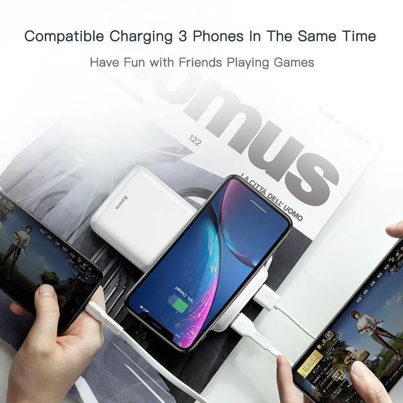 Baseus 10000mAh Wireless Ladegerät Power Bank für iPhone Samsung Huawei Xiaomi Powerbank Dual USB Externes Akkupack aufladen