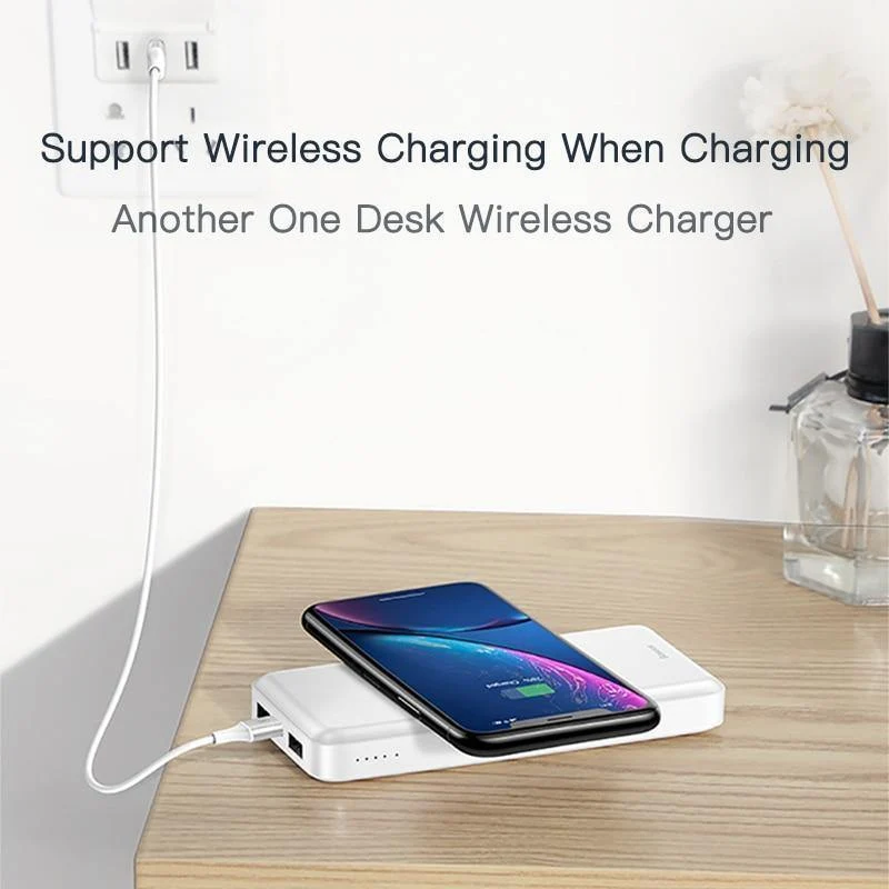 Baseus 10000mAh Wireless Ladegerät Power Bank für iPhone Samsung Huawei Xiaomi Powerbank Dual USB Externes Akkupack aufladen