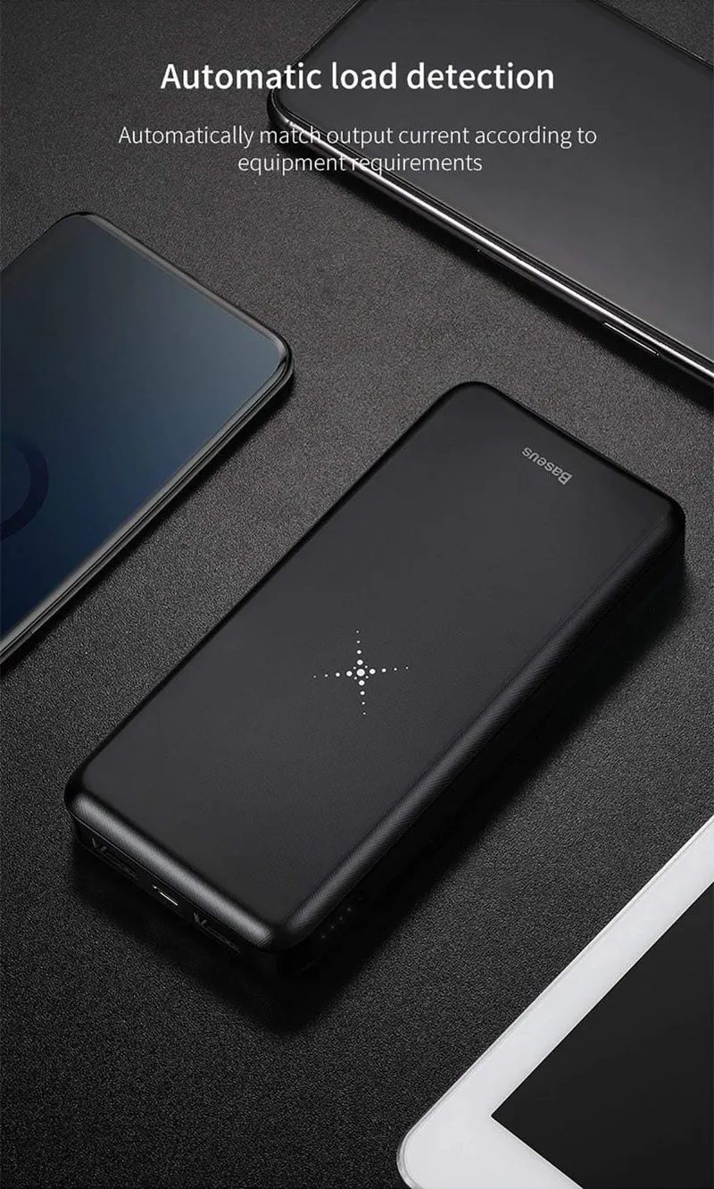 Baseus 10000mAh Wireless Ladegerät Power Bank für iPhone Samsung Huawei Xiaomi Powerbank Dual USB Externes Akkupack aufladen