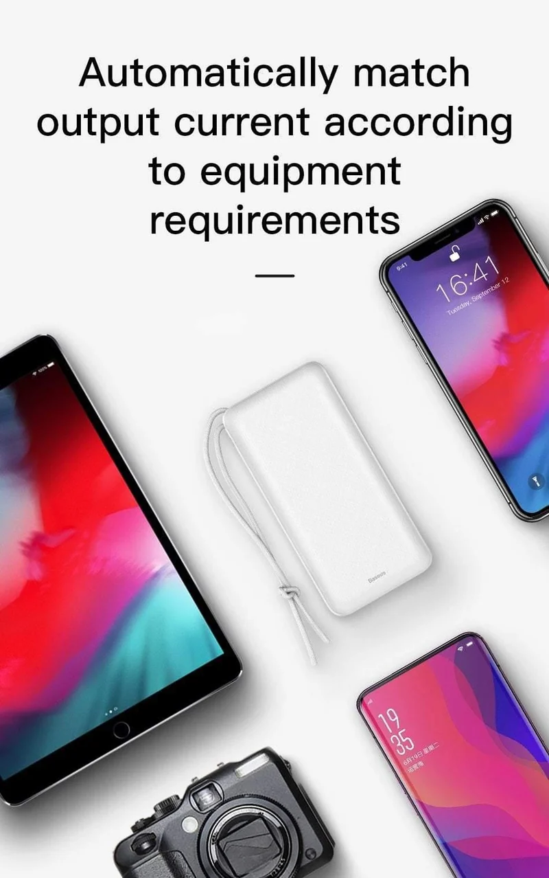 Baseus 20000mAh Power Bank für iPhone Samsung Huawei Xiaomi Externer Akku 3A Typ C PD Fast Charing USB-Ladegerät Powerbank