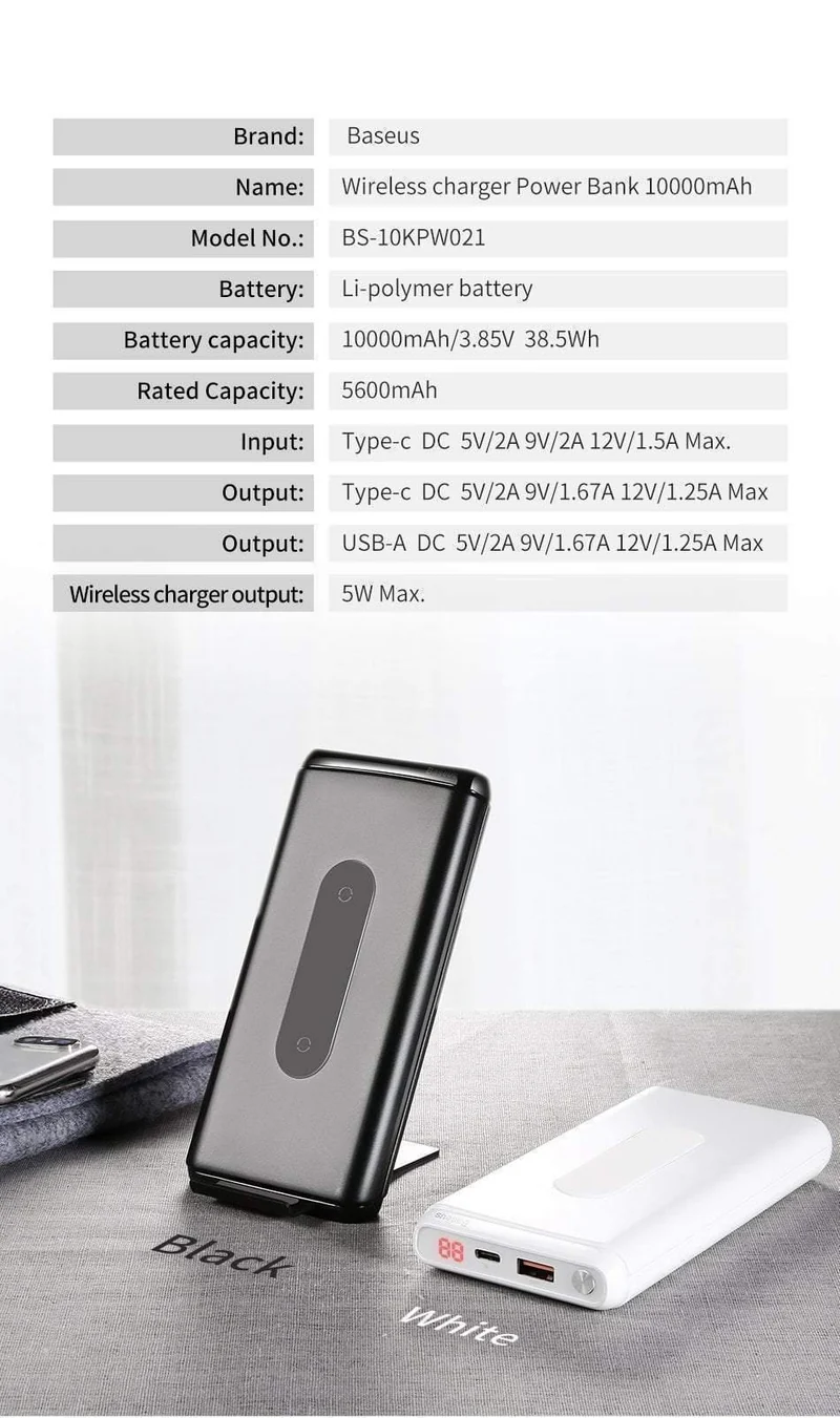 Baseus 10000mah Schnellladung 3.0 Power Bank Qi Drahtloses Ladegerät Poverbank Für iPhone Xiaomi mi USB C PD Schnellladung Powerbank