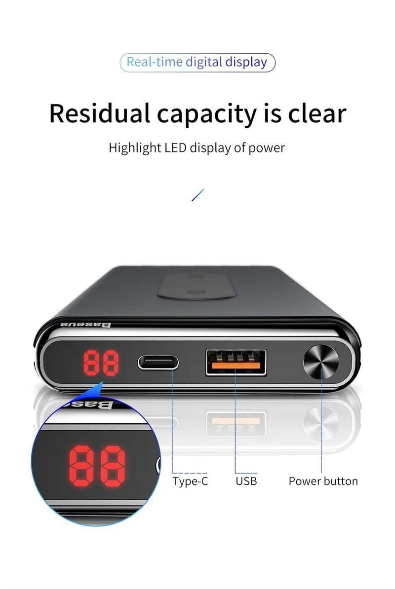 Baseus 10000mah Schnellladung 3.0 Power Bank Qi Drahtloses Ladegerät Poverbank Für iPhone Xiaomi mi USB C PD Schnellladung Powerbank