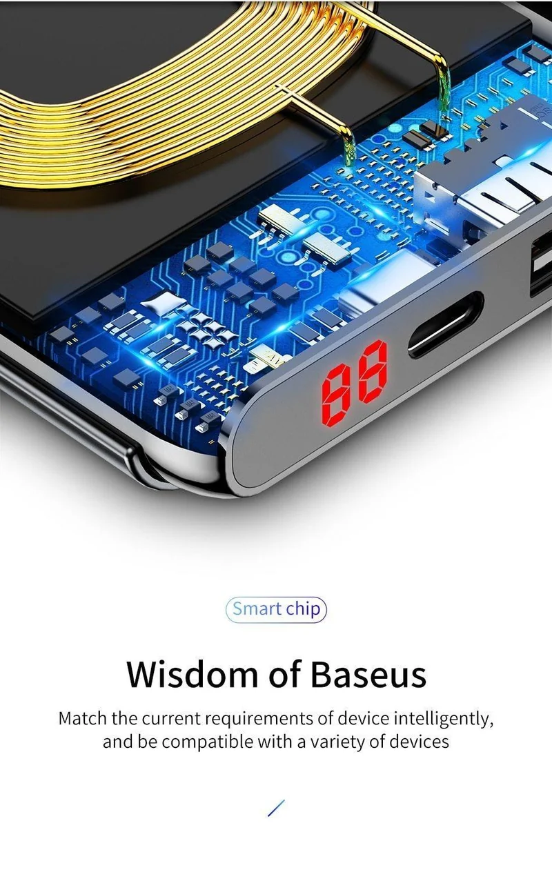 Baseus 10000mah Schnellladung 3.0 Power Bank Qi Drahtloses Ladegerät Poverbank Für iPhone Xiaomi mi USB C PD Schnellladung Powerbank
