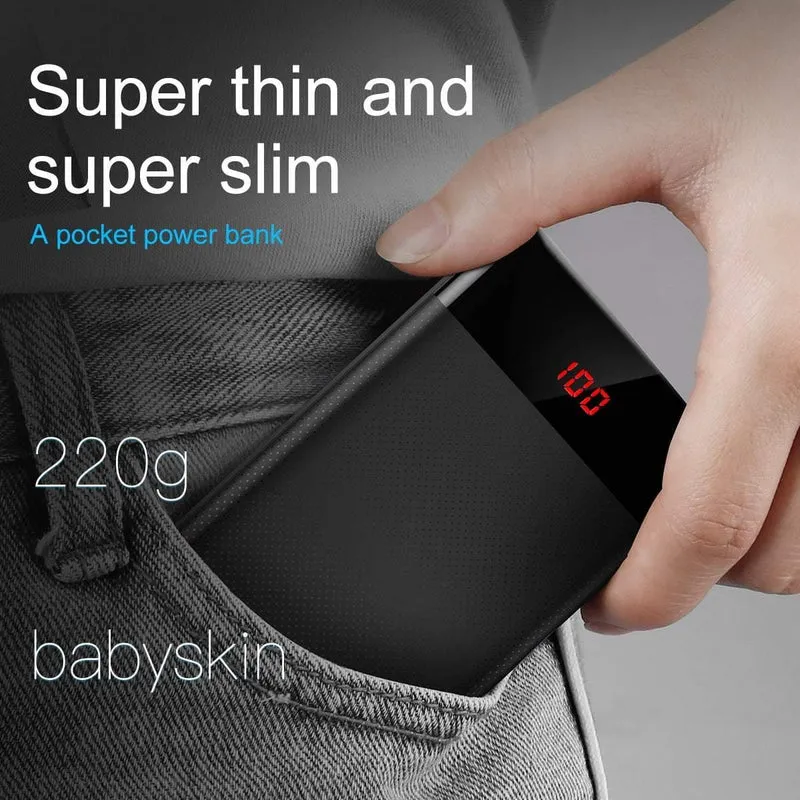 Baseus 10000mAh Powerbank Dual USB LCD Powerbank Slim Poverbank Tragbares externes Ladegerät für Xiaomi-Handys