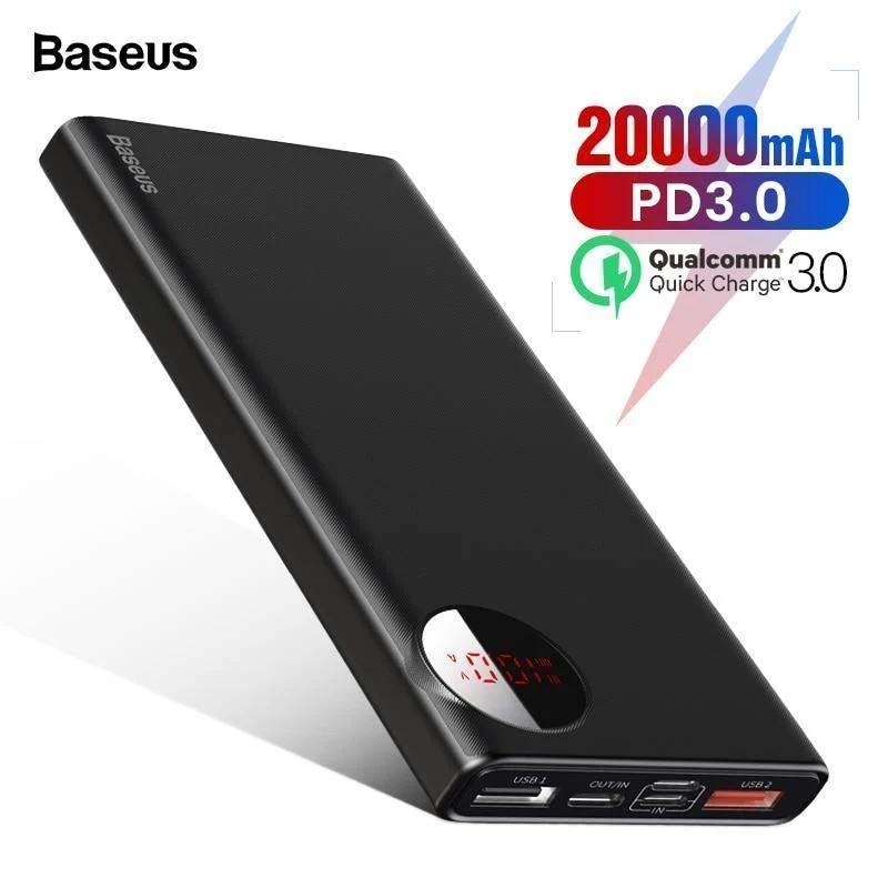 Baseus 20000 mAh Power Bank USB C PD Quick Charge 3.0 20000 mAh Pover Poverbank Für Huawei Xiaomi Externer Akku Powerbank