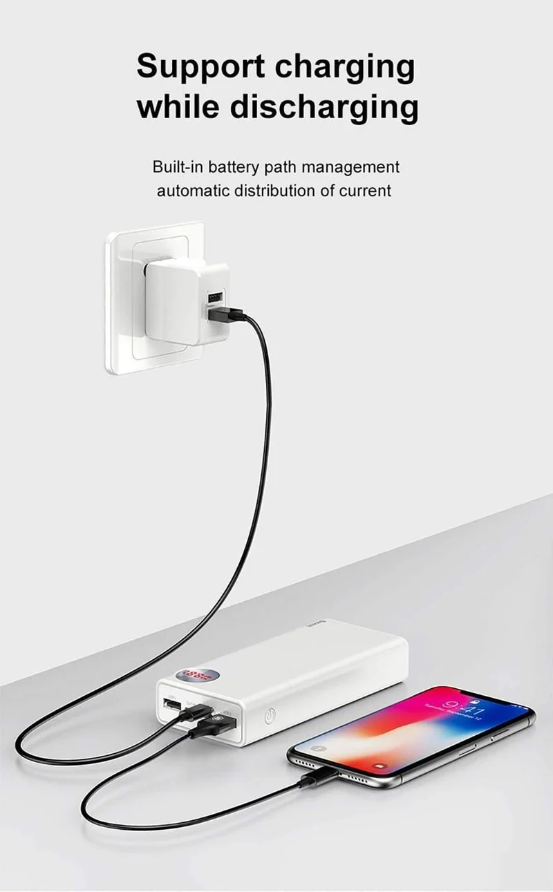 Baseus 20000 mAh Power Bank USB C PD Quick Charge 3.0 20000 mAh Pover Poverbank Für Huawei Xiaomi Externer Akku Powerbank