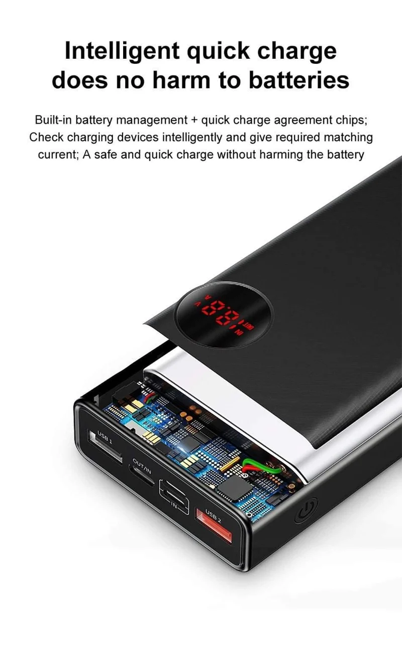 Baseus 20000 mAh Power Bank USB C PD Quick Charge 3.0 20000 mAh Pover Poverbank Für Huawei Xiaomi Externer Akku Powerbank