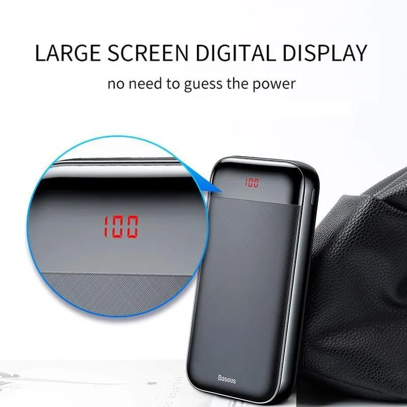 Baseus 20000 mAh Power Bank Für iPhone Xiaomi Tragbare 20000 mAh Powerbank Externe Batterie USB C PD Lade Ladegerät Poverbank