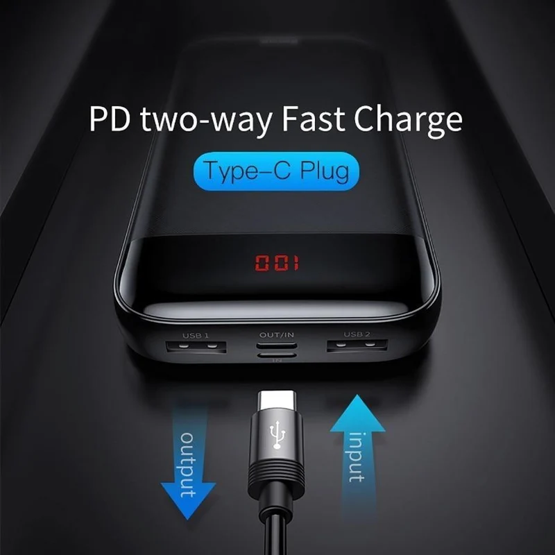 Baseus 20000 mAh Power Bank Für iPhone Xiaomi Tragbare 20000 mAh Powerbank Externe Batterie USB C PD Lade Ladegerät Poverbank