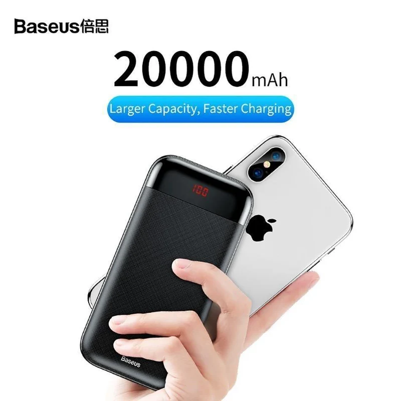 Baseus 20000 mAh Power Bank Für iPhone Xiaomi Tragbare 20000 mAh Powerbank Externe Batterie USB C PD Lade Ladegerät Poverbank