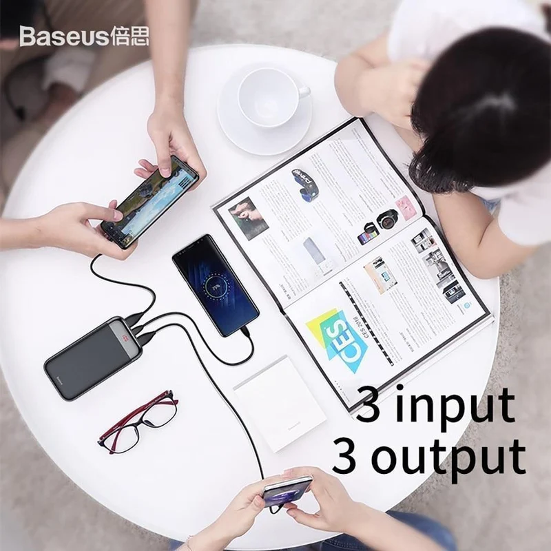 Baseus 20000 mAh Power Bank Für iPhone Xiaomi Tragbare 20000 mAh Powerbank Externe Batterie USB C PD Lade Ladegerät Poverbank