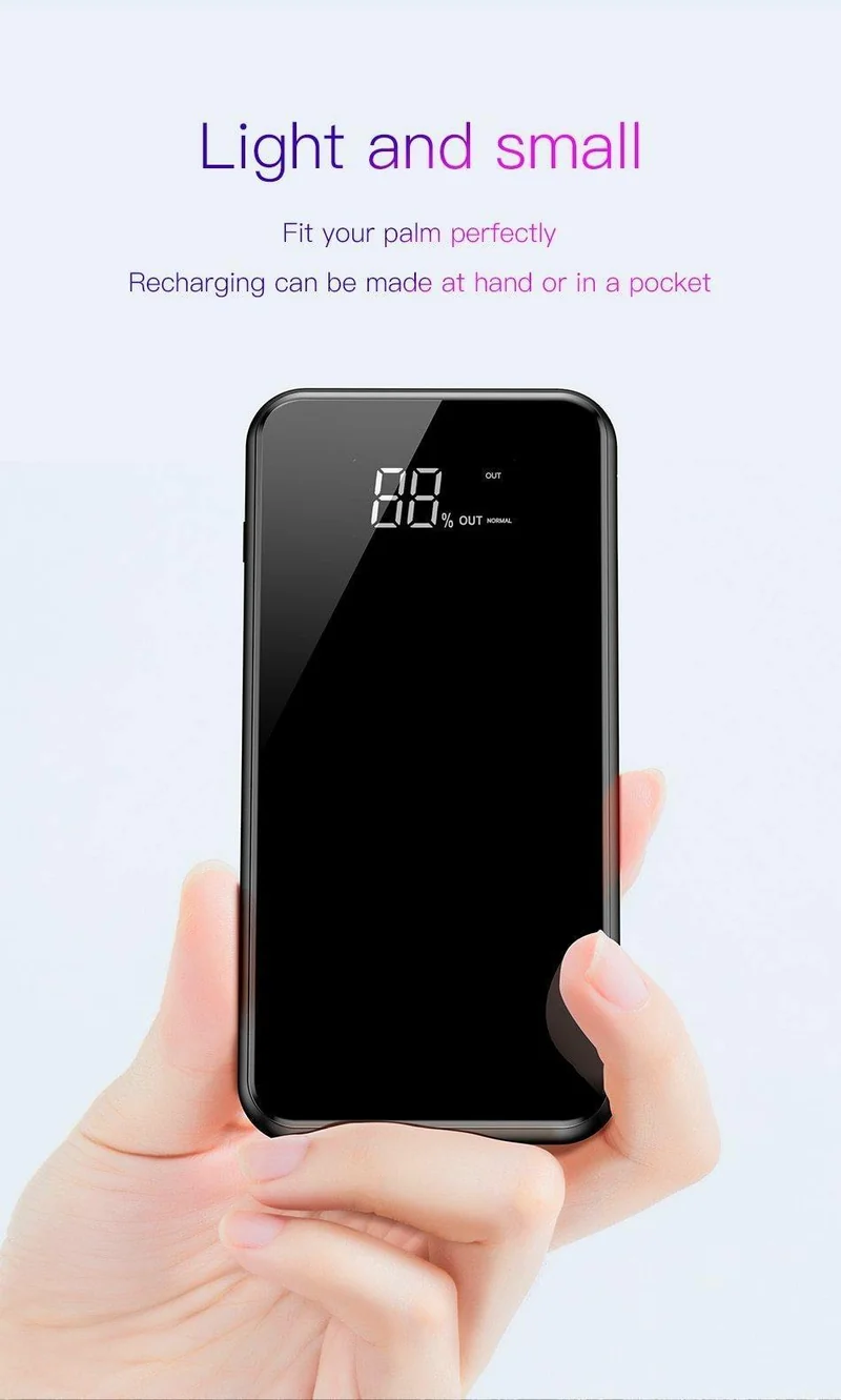 Baseus 8000 mAh QI Drahtlose Ladegerät Power Bank Für iPhone XS Max Xiaomi LCD Dual USB Externe Batterie Drahtlose Aufladen powerbank