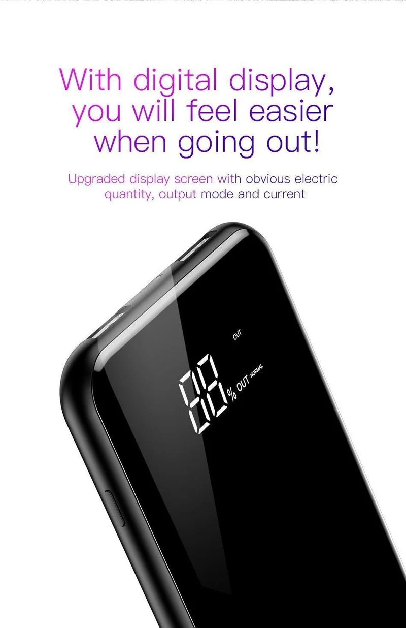 Baseus 8000 mAh QI Drahtlose Ladegerät Power Bank Für iPhone XS Max Xiaomi LCD Dual USB Externe Batterie Drahtlose Aufladen powerbank
